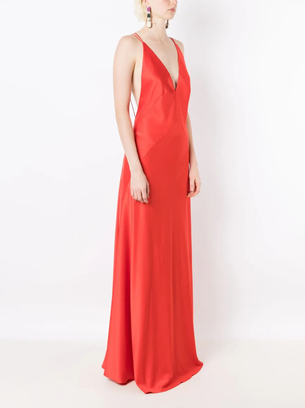 Lethicia Bronstein Satin Finish V Neck Maxi Dress