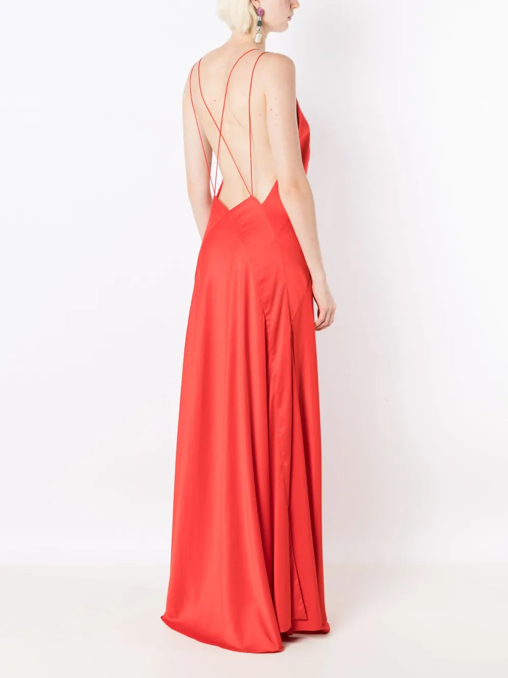 Lethicia Bronstein Satin Finish V Neck Maxi Dress
