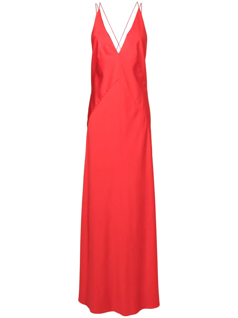 Lethicia Bronstein Satin Finish V Neck Maxi Dress