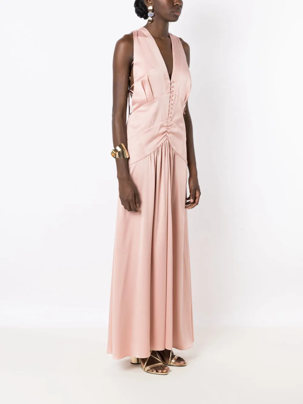 Lethicia Bronstein Tered V Neck Maxi Dress