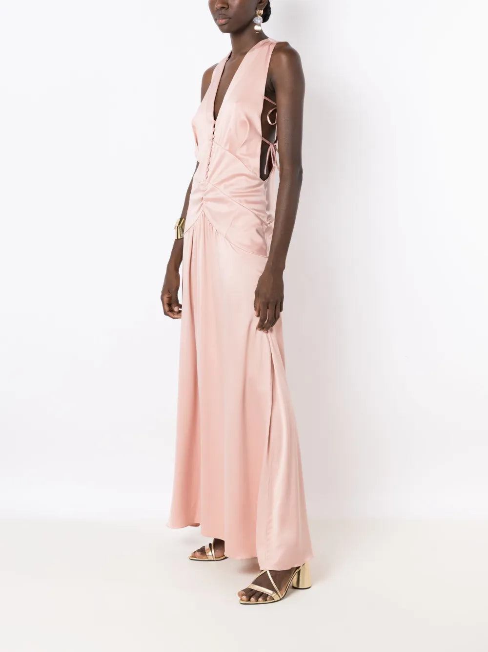 Lethicia Bronstein Tered V Neck Maxi Dress