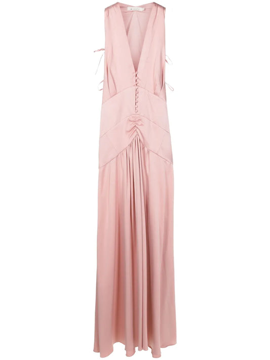 Lethicia Bronstein Tered V Neck Maxi Dress