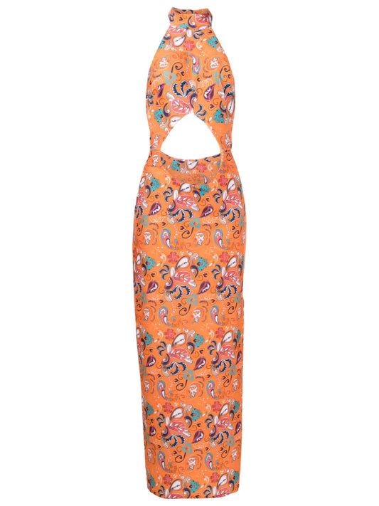 Amir Slama Graphic Print Halterneck Maxi Dress