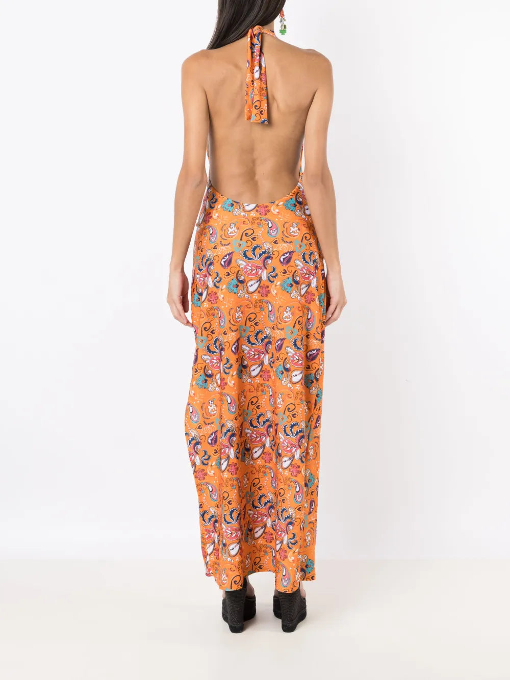 Amir Slama Graphic Print Halterneck Maxi Dress