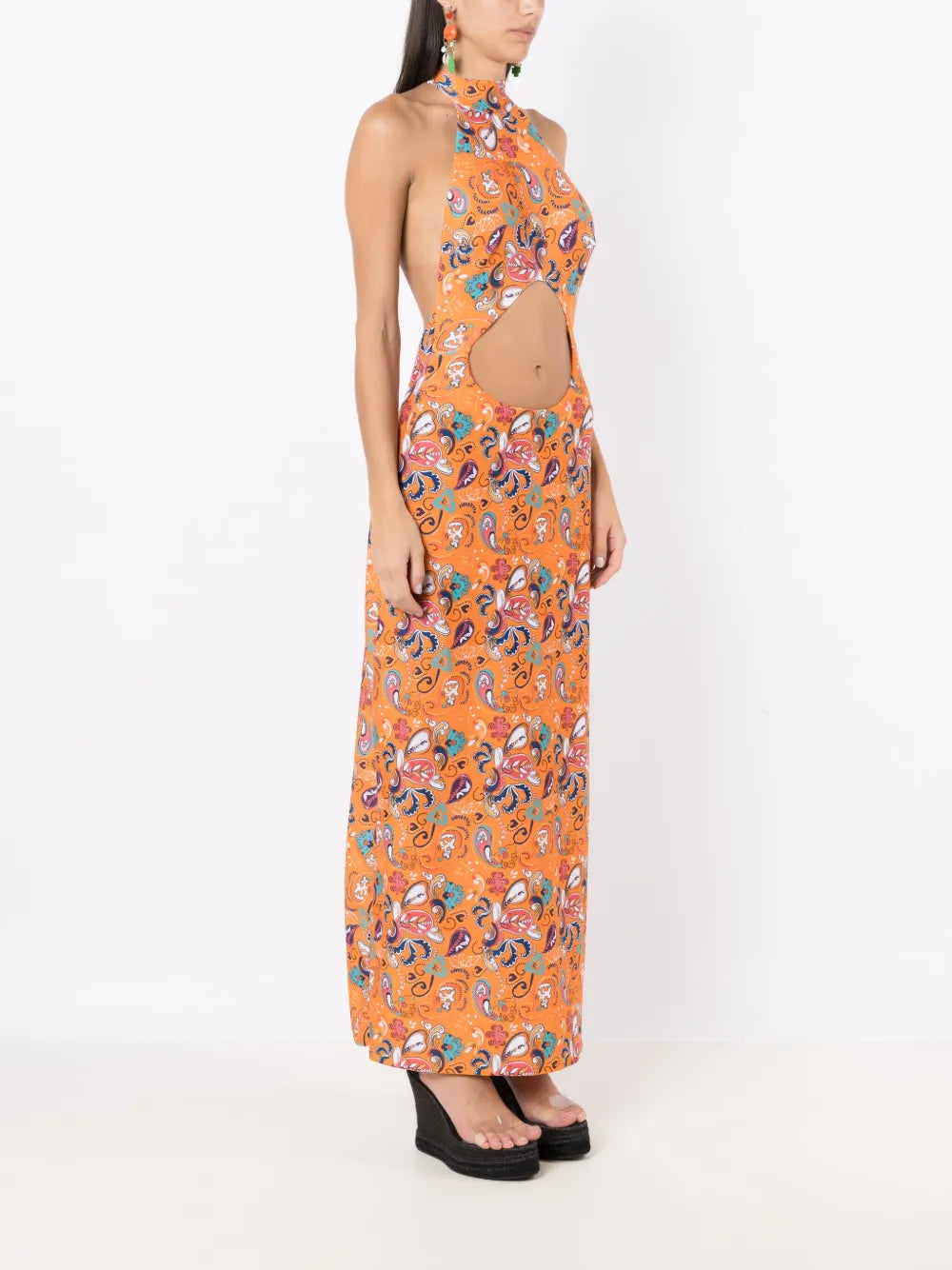 Amir Slama Graphic Print Halterneck Maxi Dress