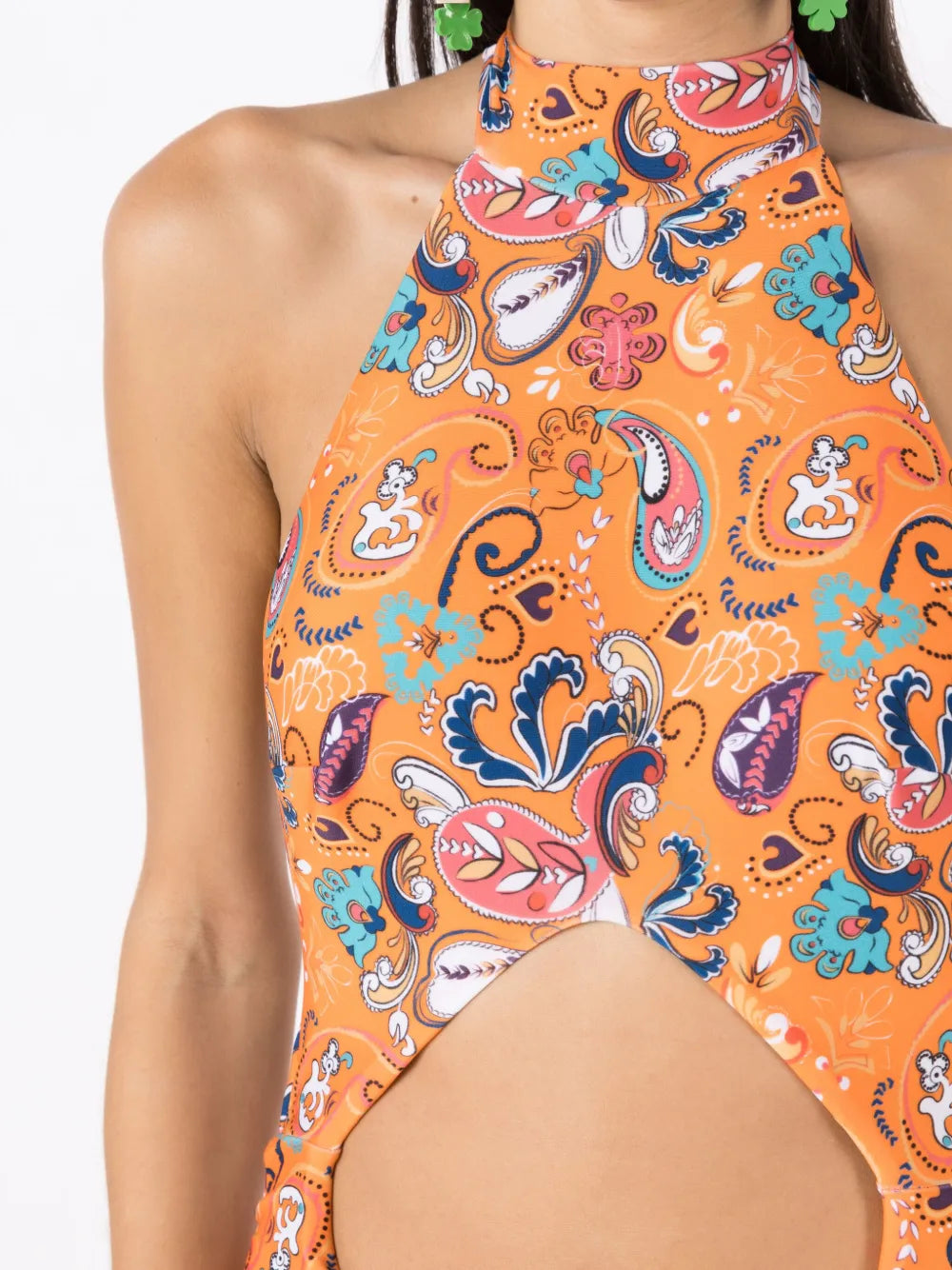 Amir Slama Graphic Print Halterneck Maxi Dress