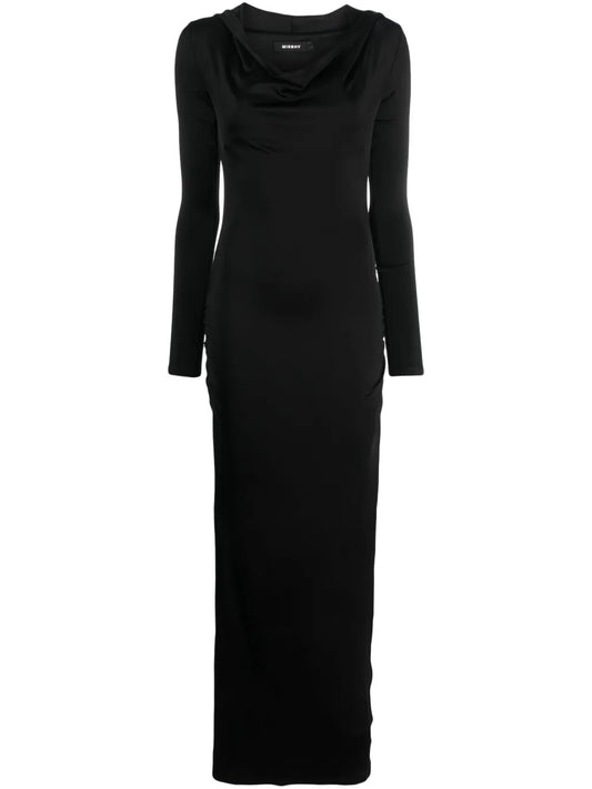 Misbhv Draped Neckline Hooded Maxi Dress