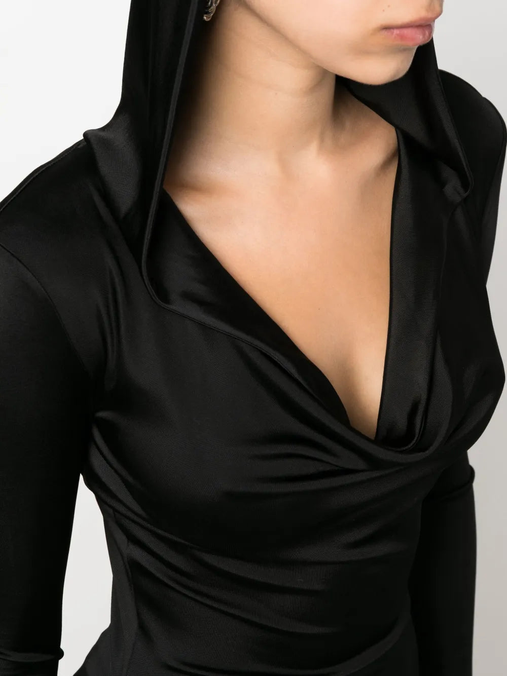 Misbhv Draped Neckline Hooded Maxi Dress