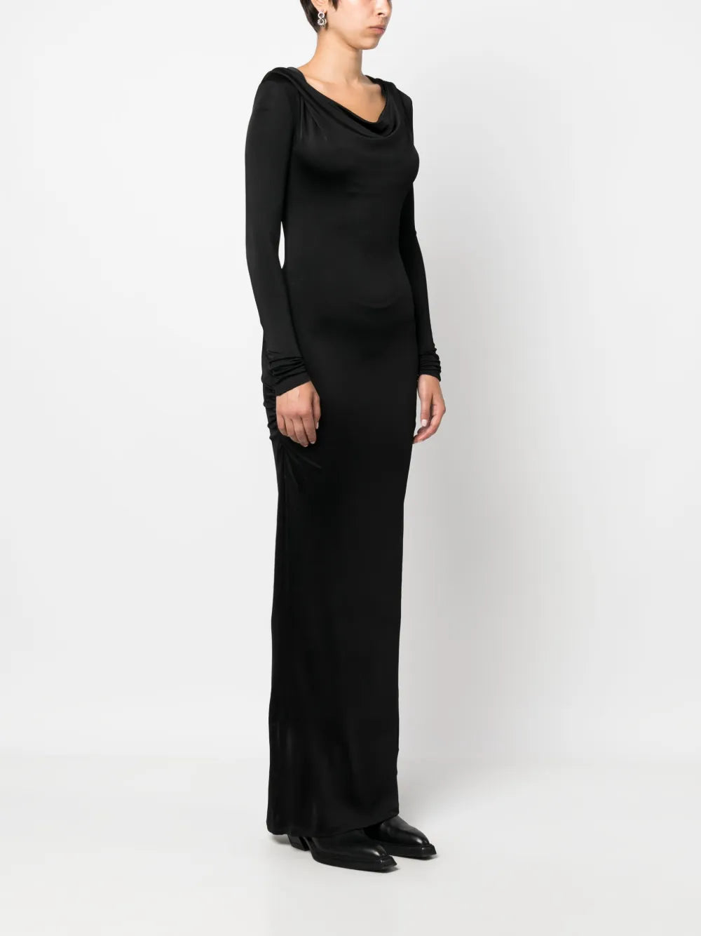 Misbhv Draped Neckline Hooded Maxi Dress