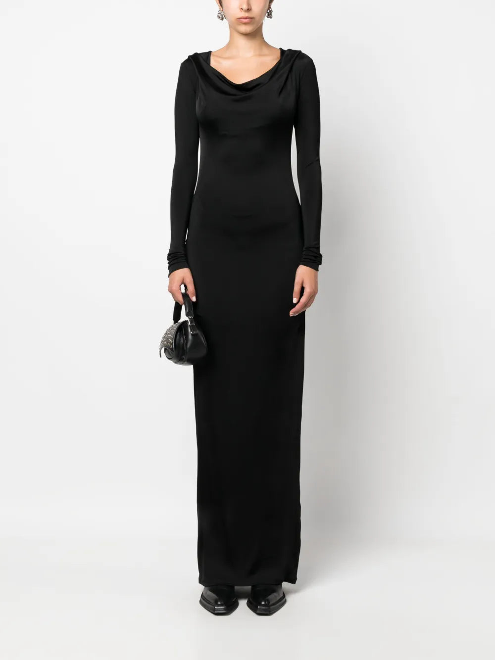 Misbhv Draped Neckline Hooded Maxi Dress