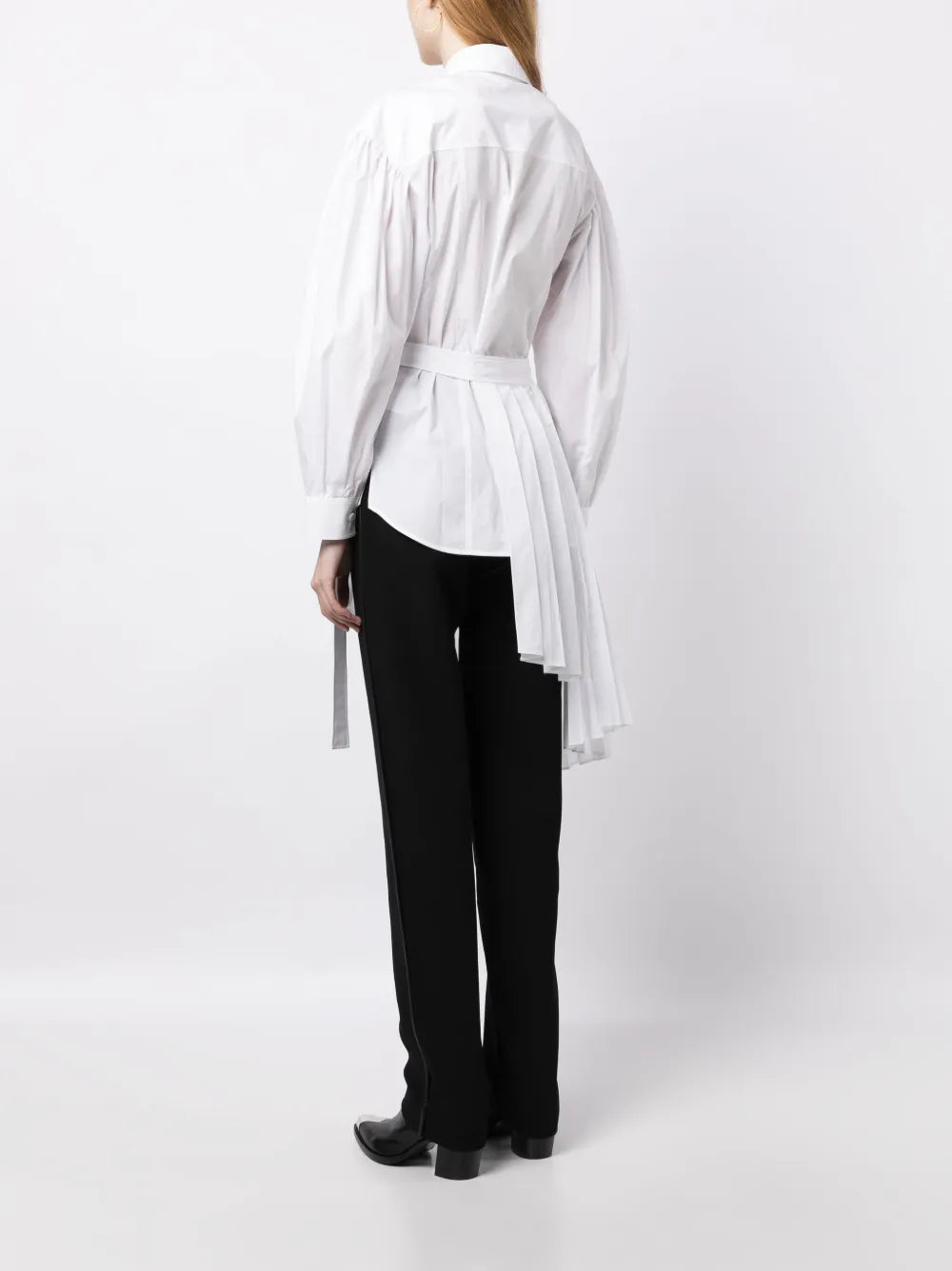 Juunj Asymmetric Pleated Mini Shirtdress