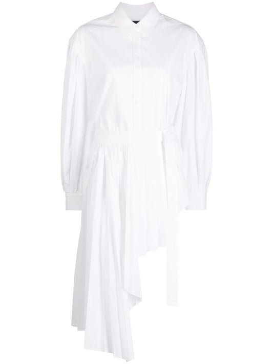 Juunj Asymmetric Pleated Mini Shirtdress