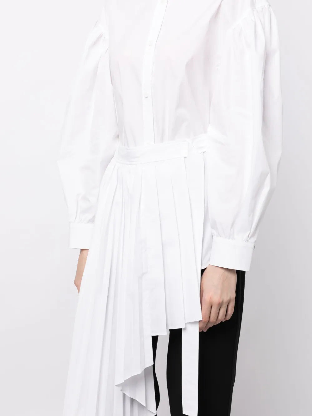 Juunj Asymmetric Pleated Mini Shirtdress