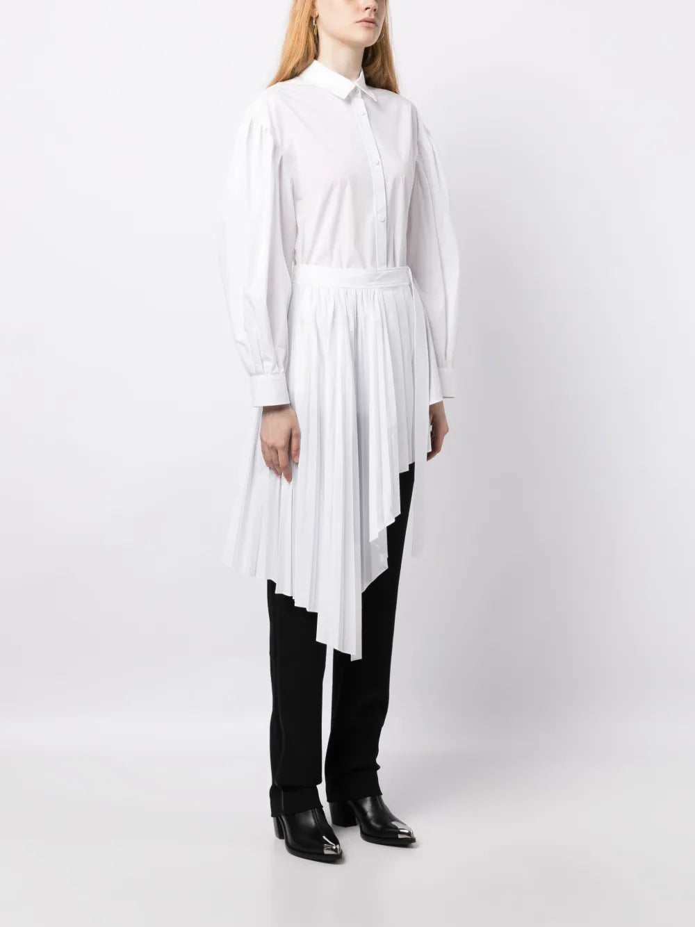 Juunj Asymmetric Pleated Mini Shirtdress