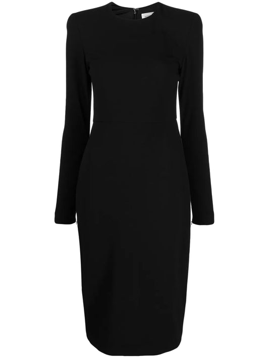 Victoria Beckham Round Neck Fitted Waist Dress