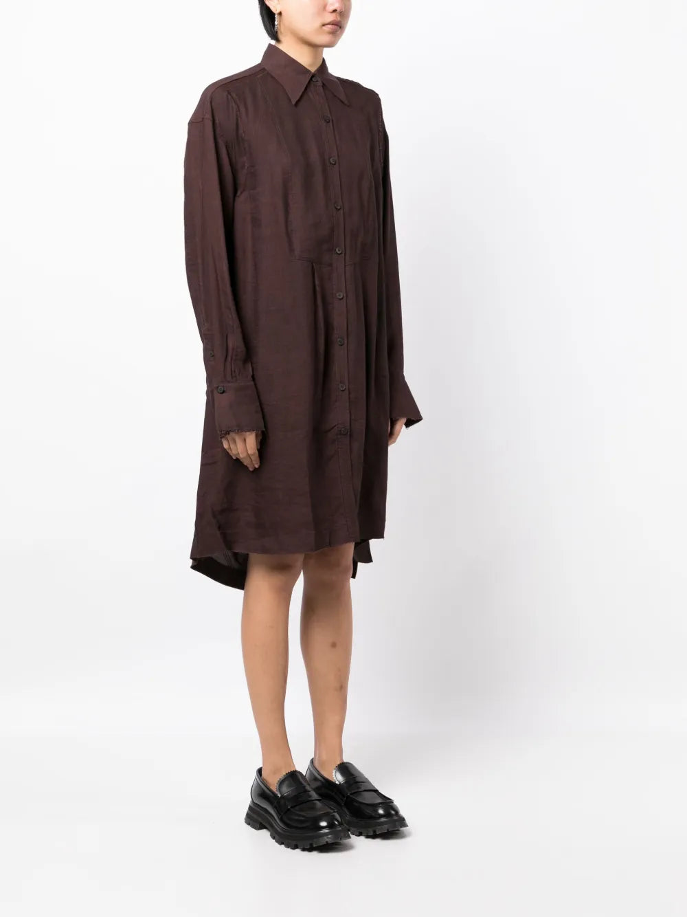 Ziggy Chen Layered Draped Detail Shirtdress