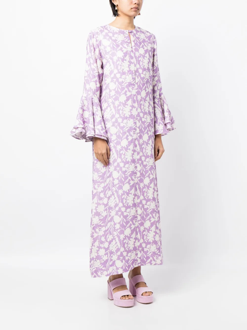 Bambah Floral Print Ruffled Kaftan Dress