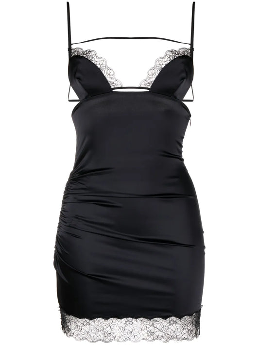 Nensi Dojaka Lace Trim Satin Minidress