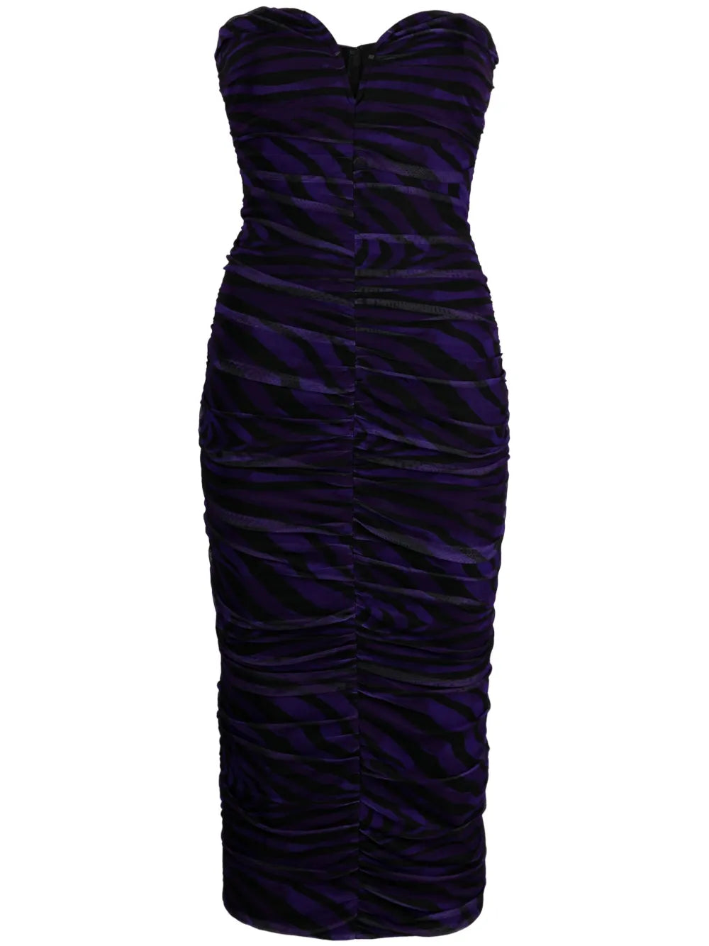Nissa Zebra Print Ruched Midi Dress
