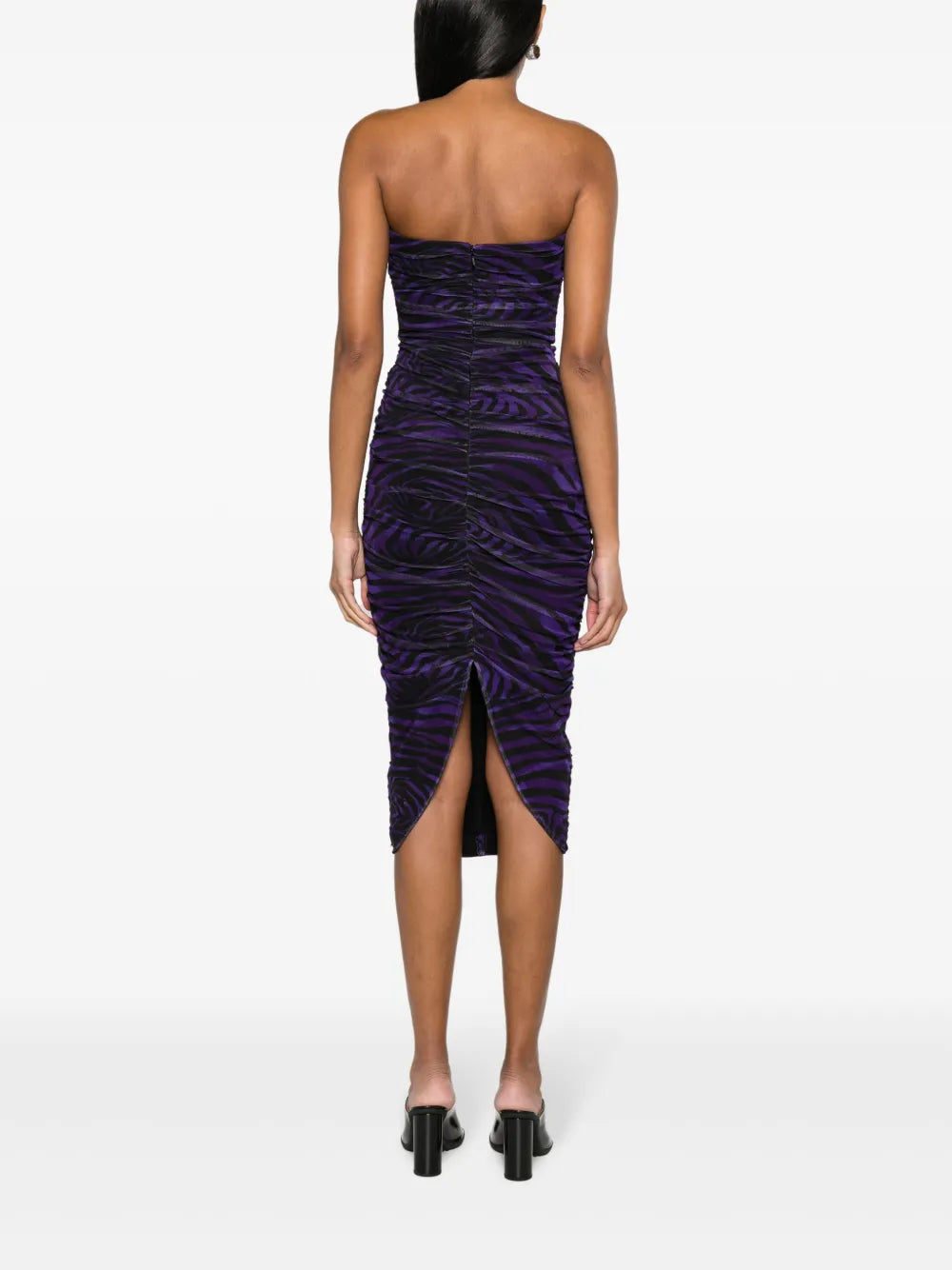 Nissa Zebra Print Ruched Midi Dress