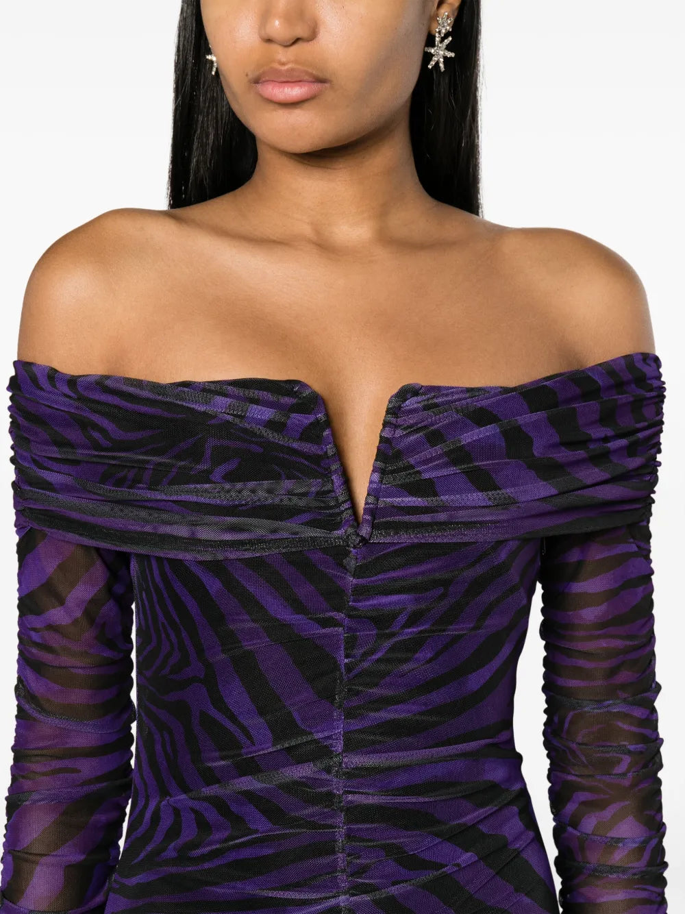 Nissa Zebra Print Off Shoulder Minidress