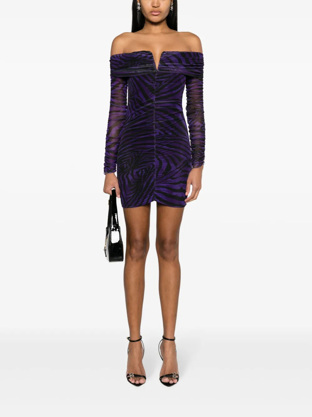 Nissa Zebra Print Off Shoulder Minidress