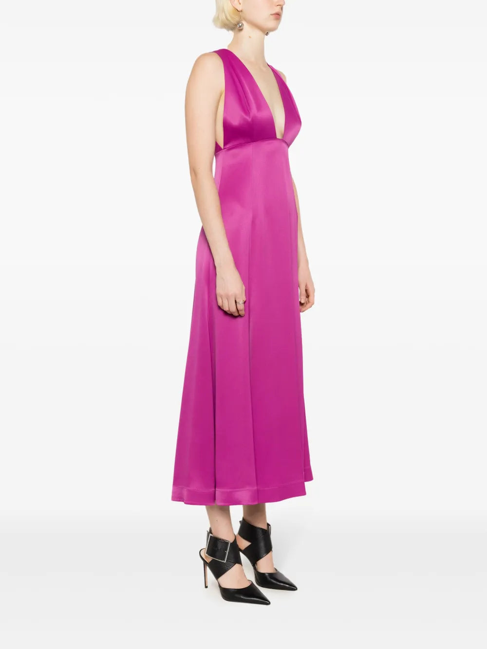 Gloria Coelho Plunging V Neck Midi Dress