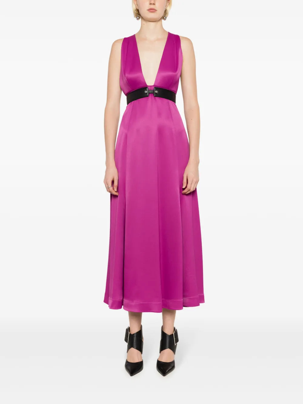 Gloria Coelho Plunging V Neck Midi Dress