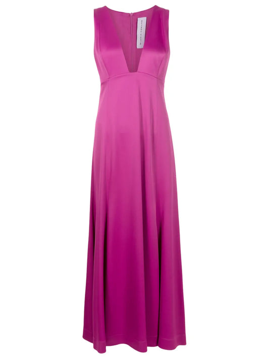 Gloria Coelho Plunging V Neck Midi Dress