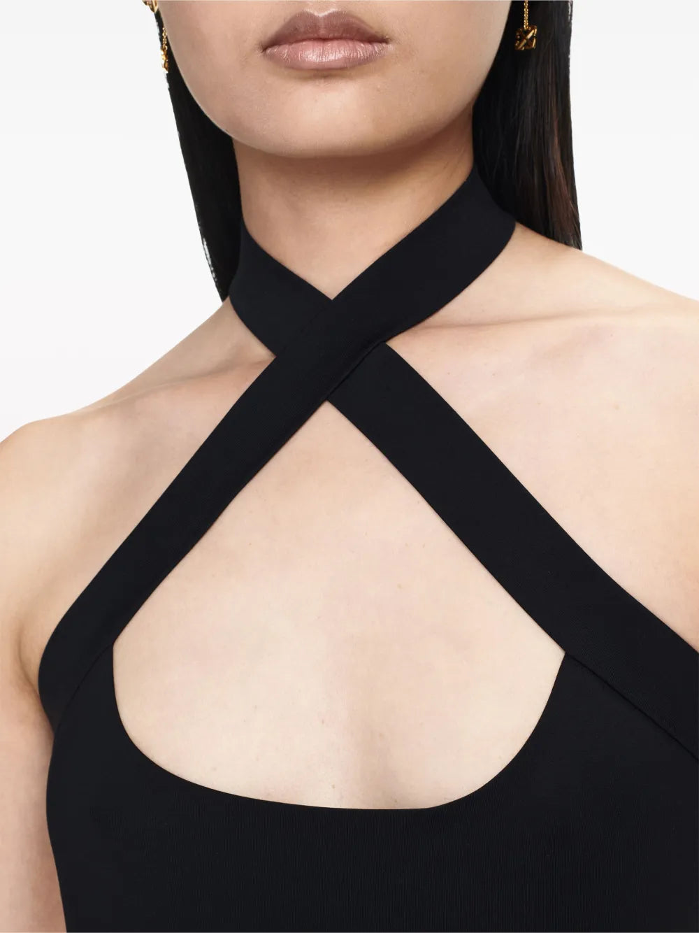 Off White Logo Waistband Criss Cross Straps Minidress