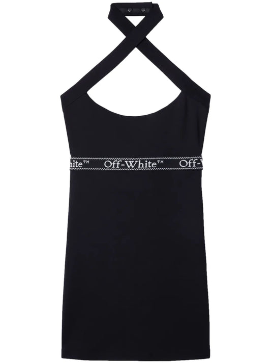 Off White Logo Waistband Criss Cross Straps Minidress