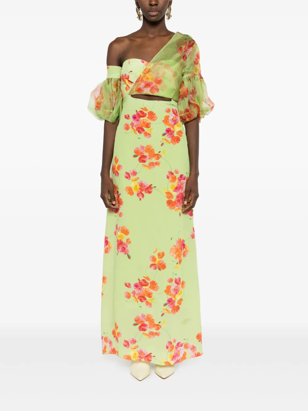 Isolda Greta Floral Print Asymmetric Silk Dress