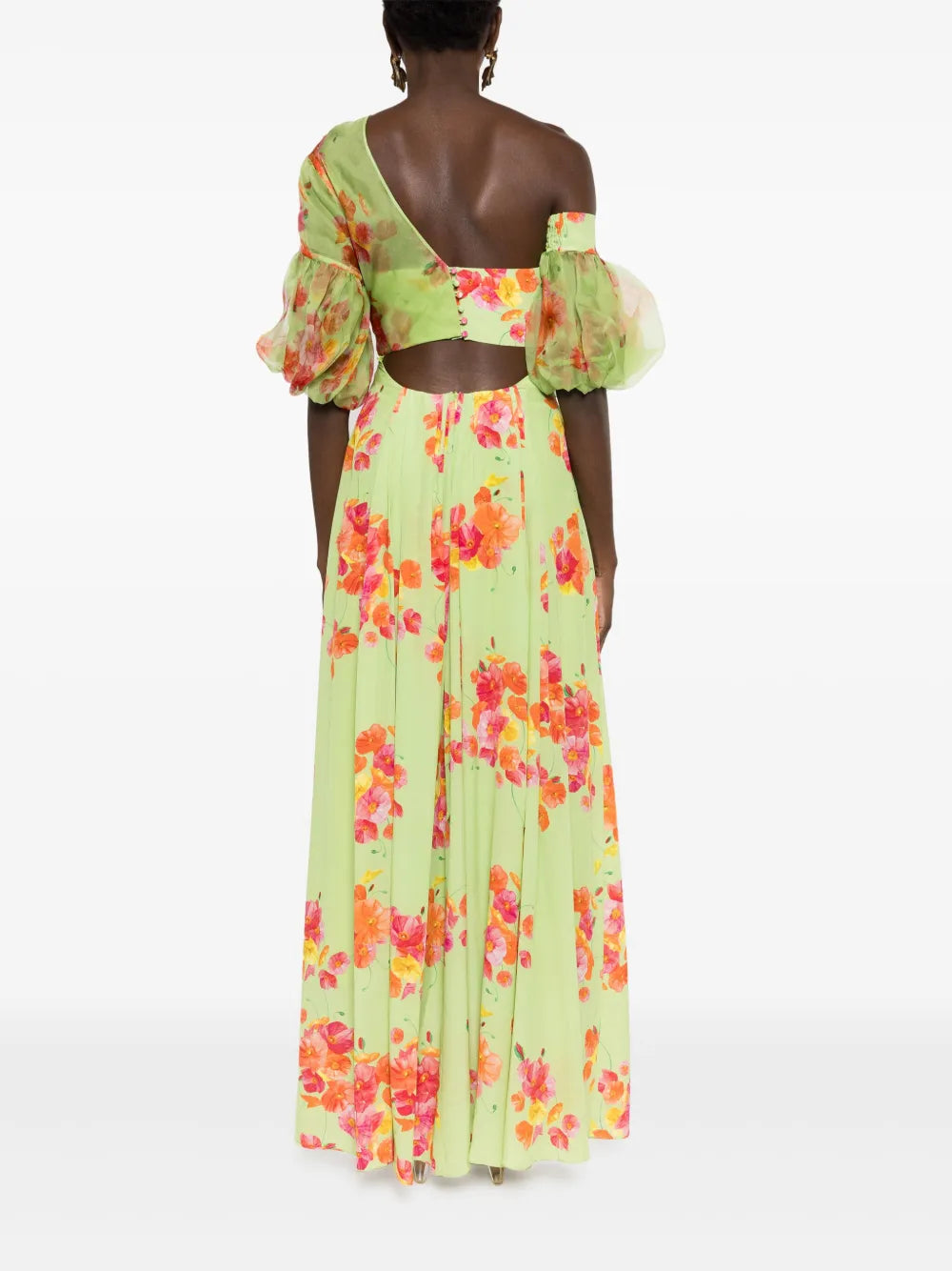 Isolda Greta Floral Print Asymmetric Silk Dress