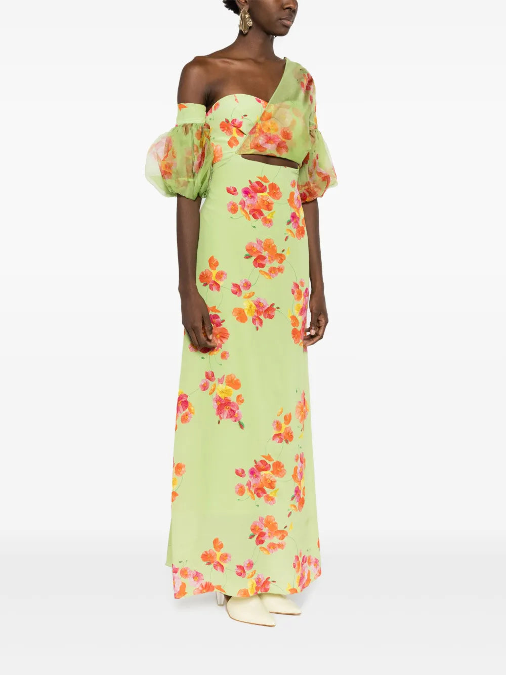 Isolda Greta Floral Print Asymmetric Silk Dress