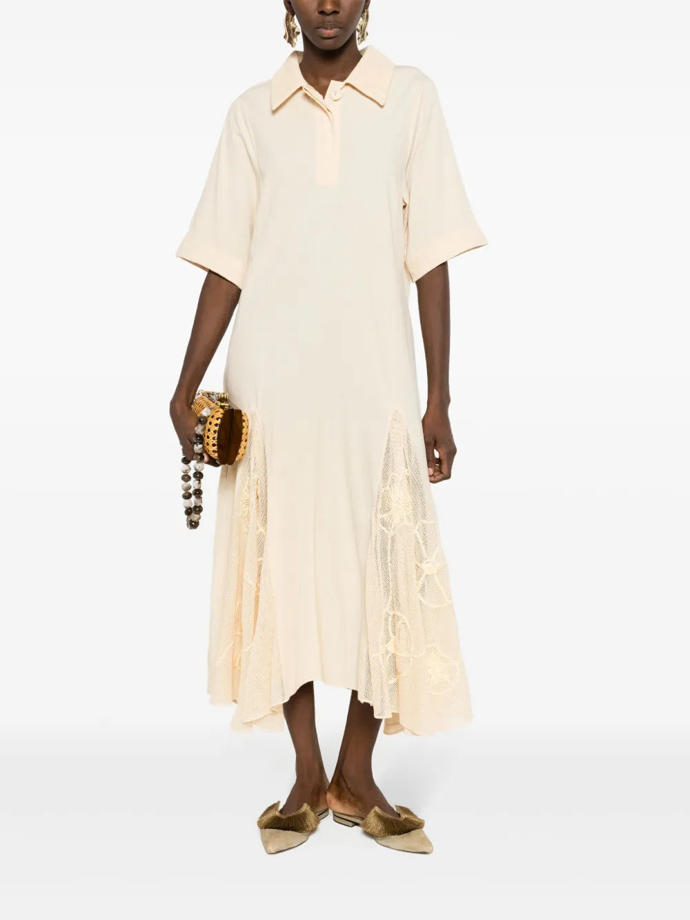Isolda Flor Selvagem Floral Embroidered Polo Dress