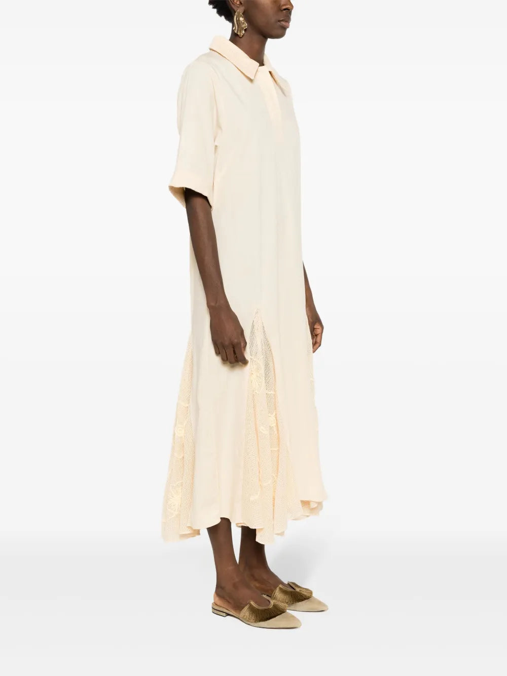 Isolda Flor Selvagem Floral Embroidered Polo Dress