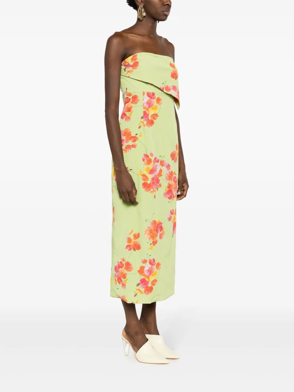 Isolda Poppy Dream Floral Print Strapless Dress