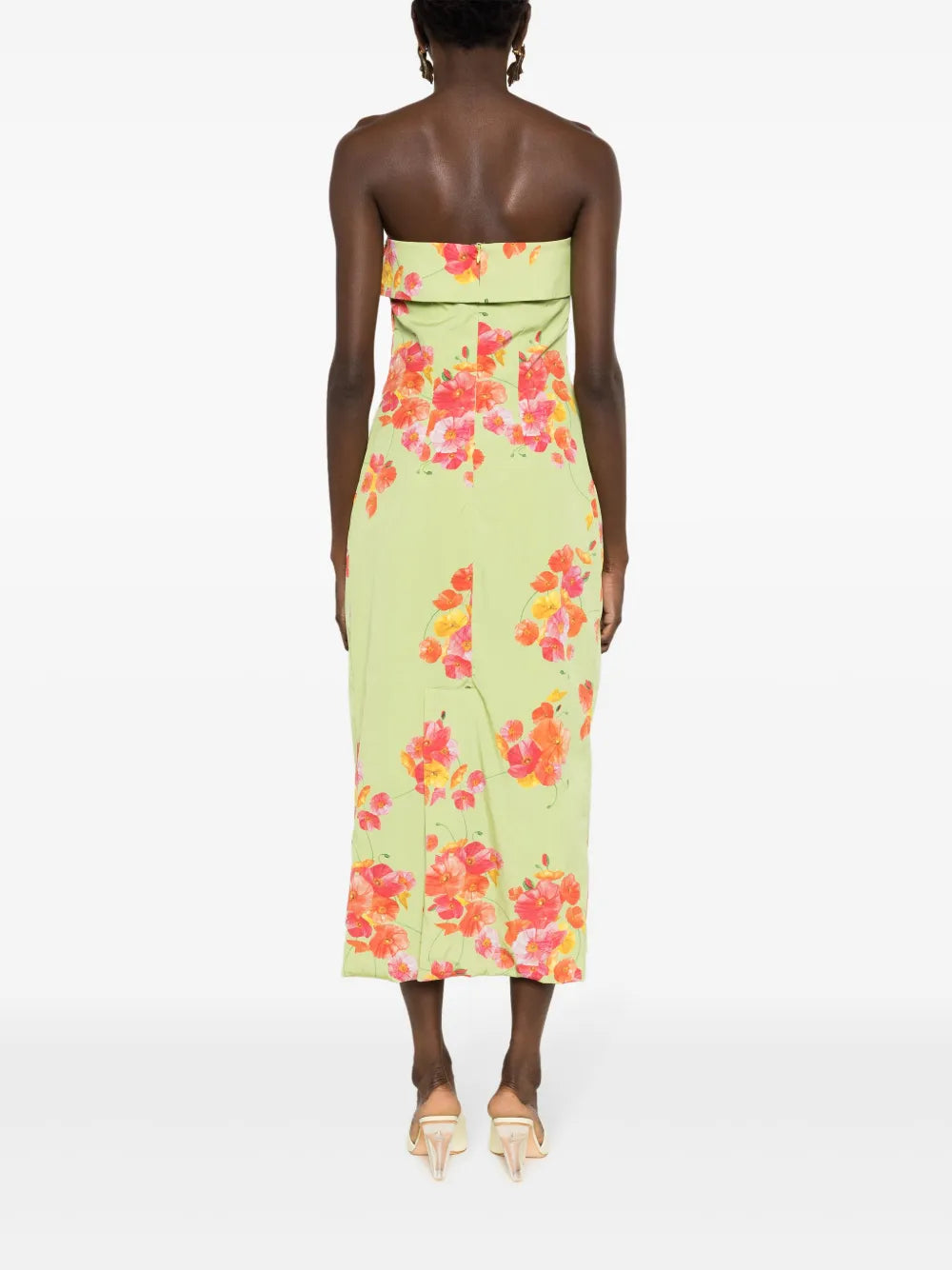 Isolda Poppy Dream Floral Print Strapless Dress