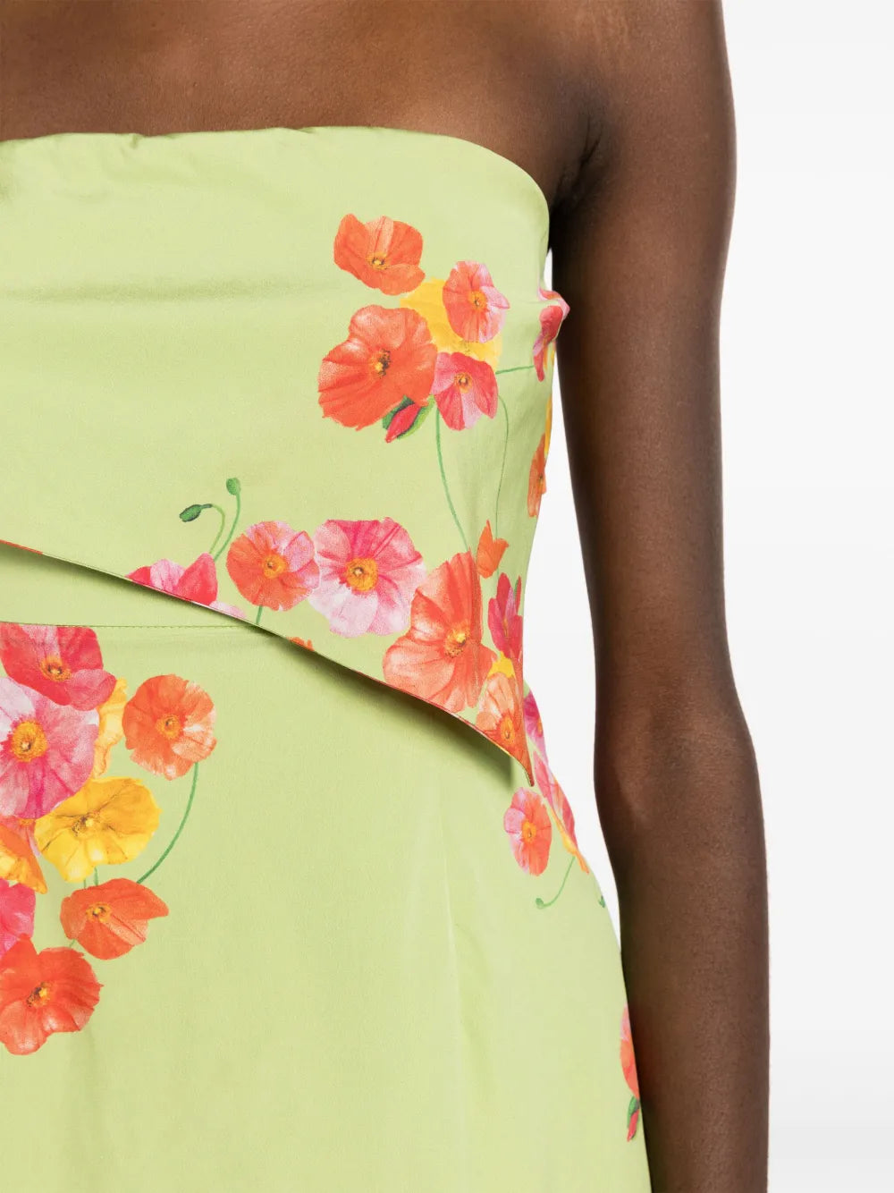 Isolda Poppy Dream Floral Print Strapless Dress