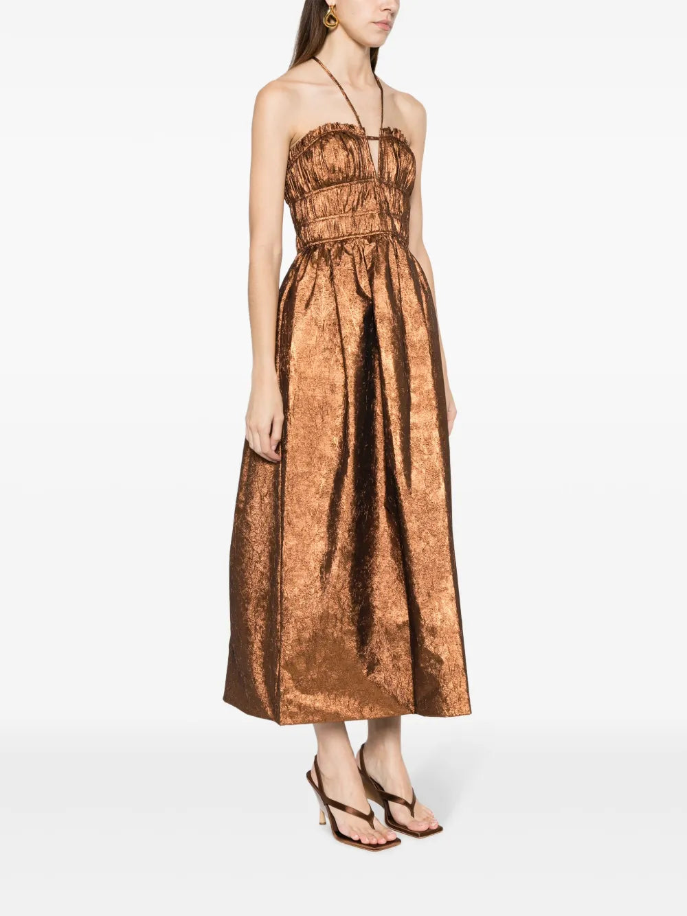 Ulla Johnson Seraphina Halterneck Taffeta Midi Dress