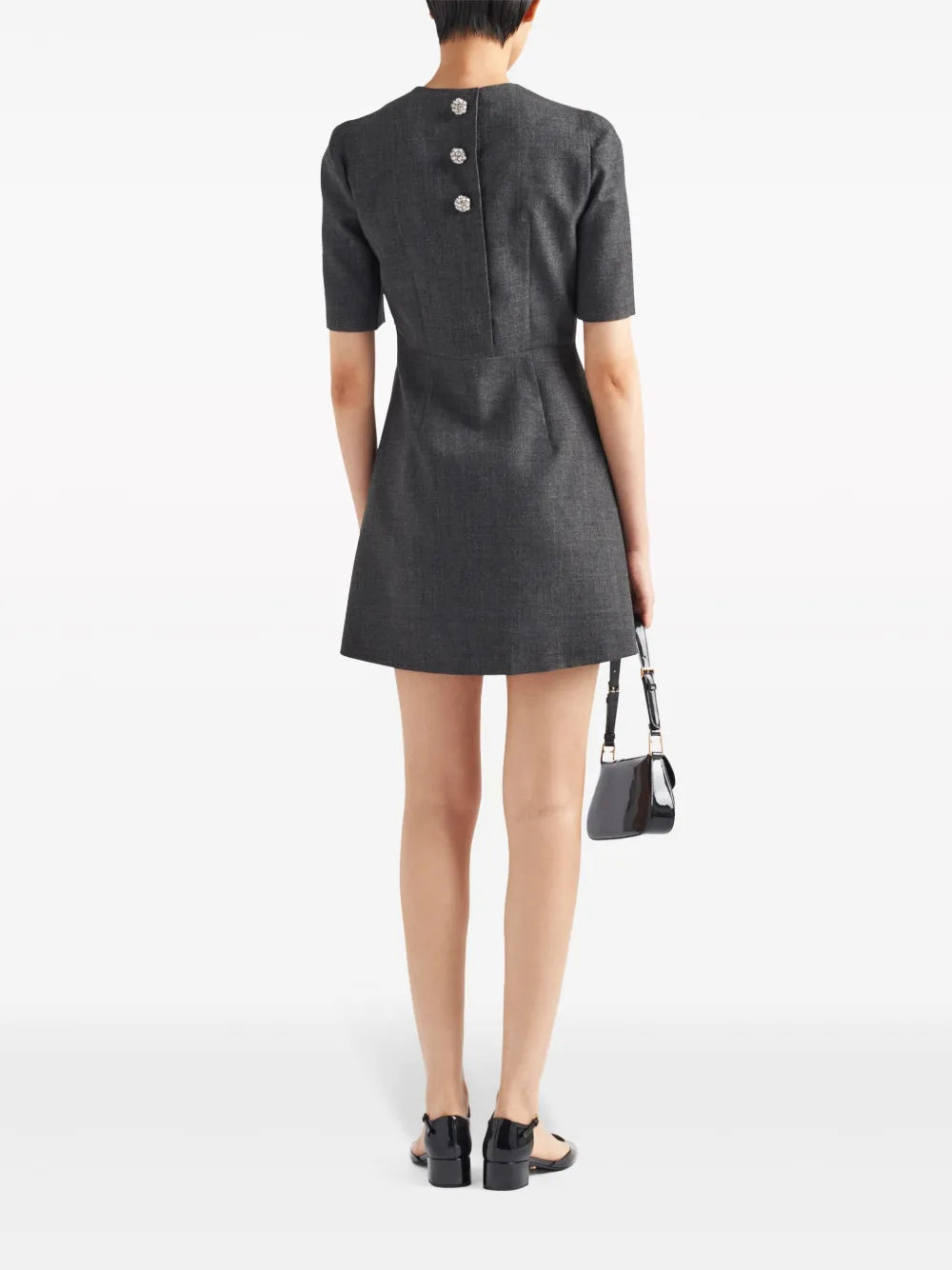 Prada Button Embellishment Wool Minidress