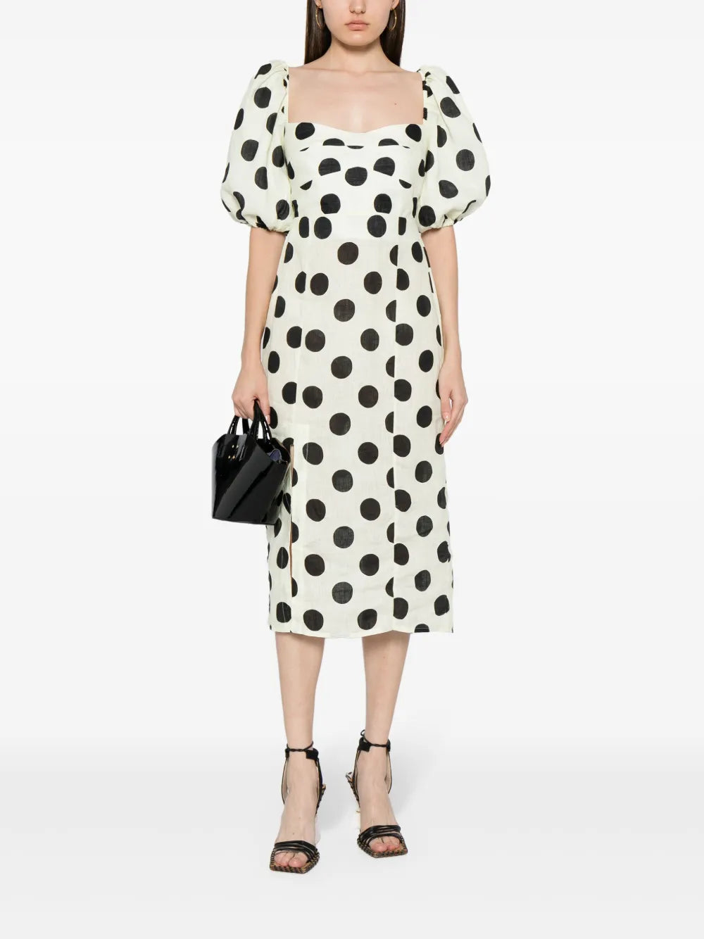 Cala De La Cruz Chia Polka Dot Print Linen Dress