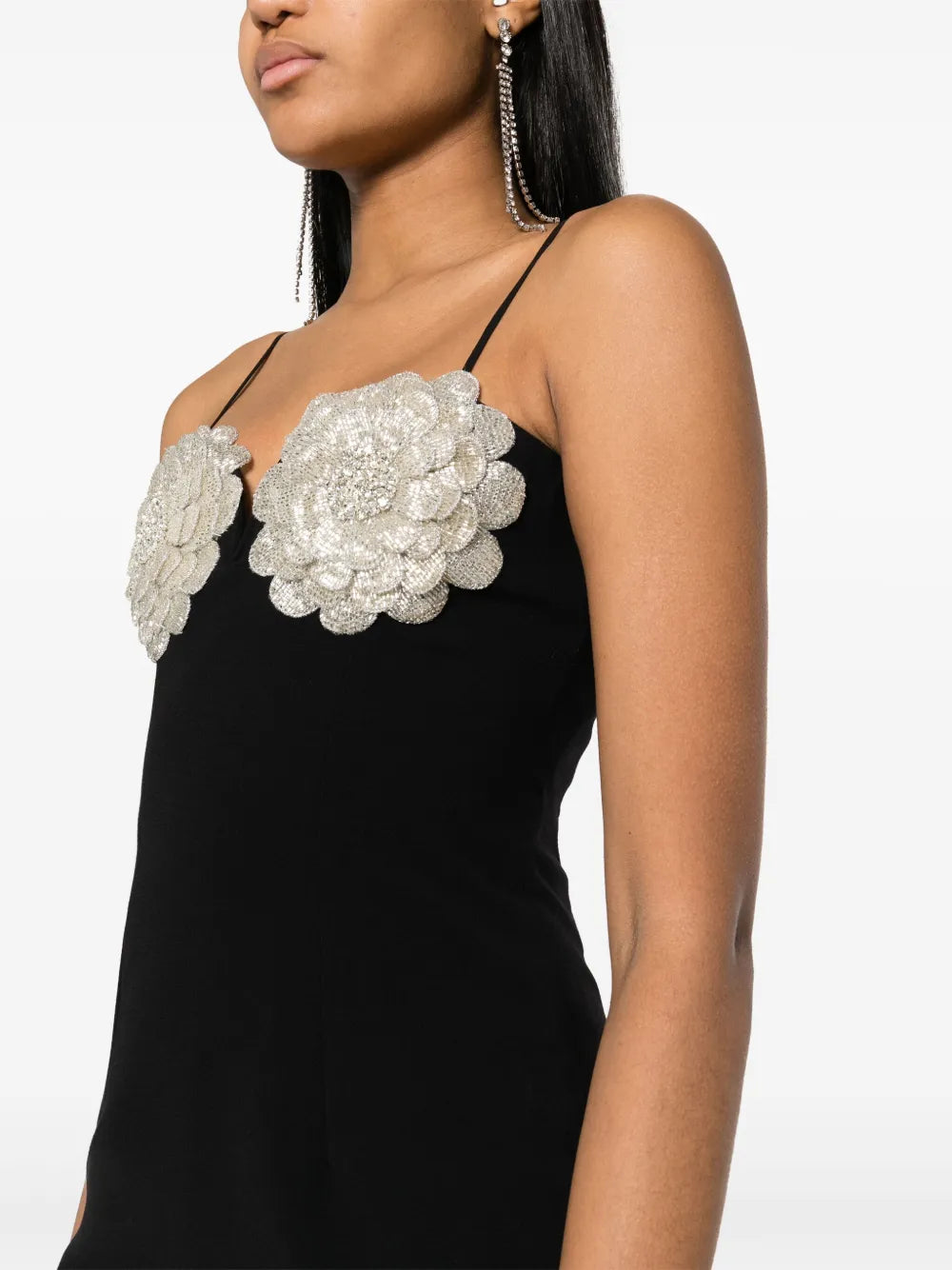 Nissa Floral Applique Crystal Embellished Minidress