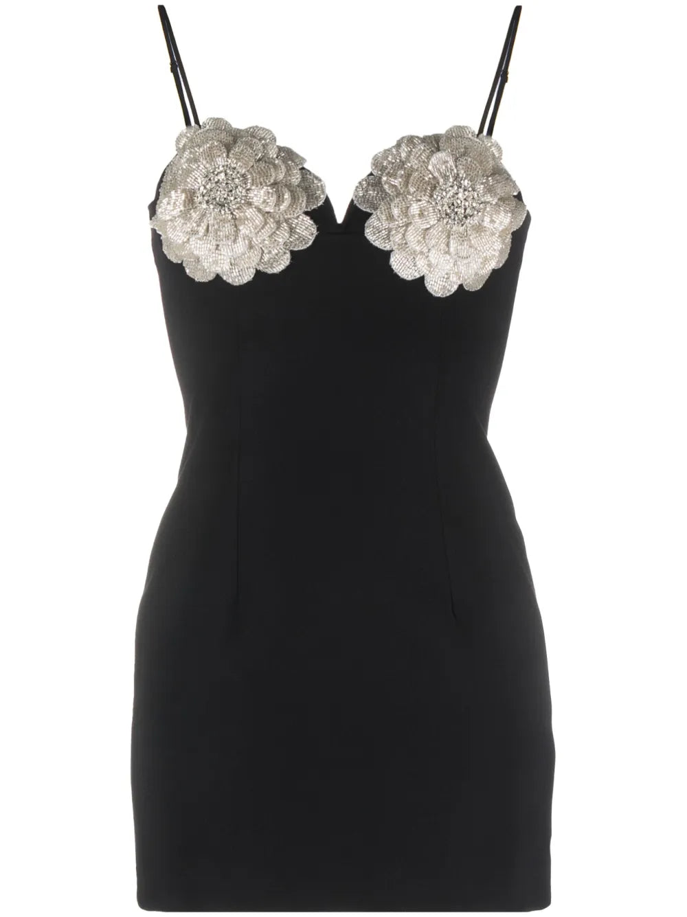 Nissa Floral Applique Crystal Embellished Minidress