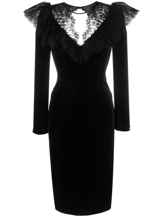 Nissa Lace Detailing Long Sleeve Dress