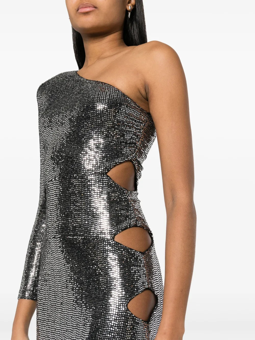 Nissa One Shoulder Sequinned Midi Dress