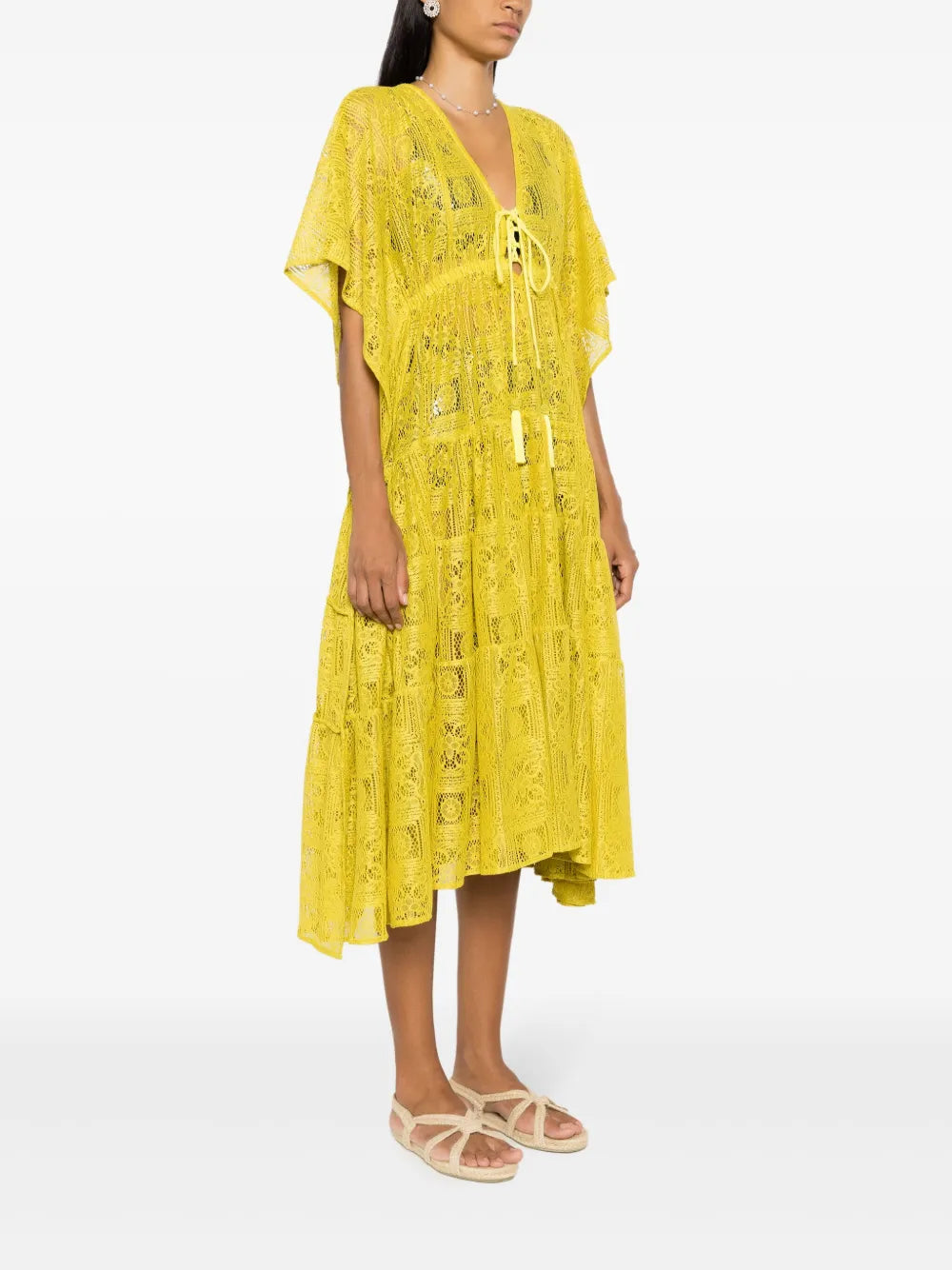 Olympiah Santorini Lace Embroidered Midi Dress