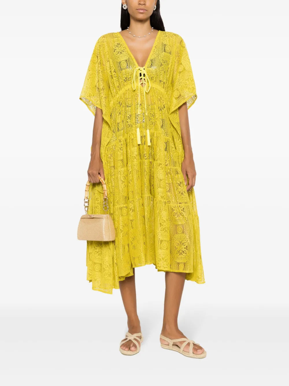 Olympiah Santorini Lace Embroidered Midi Dress
