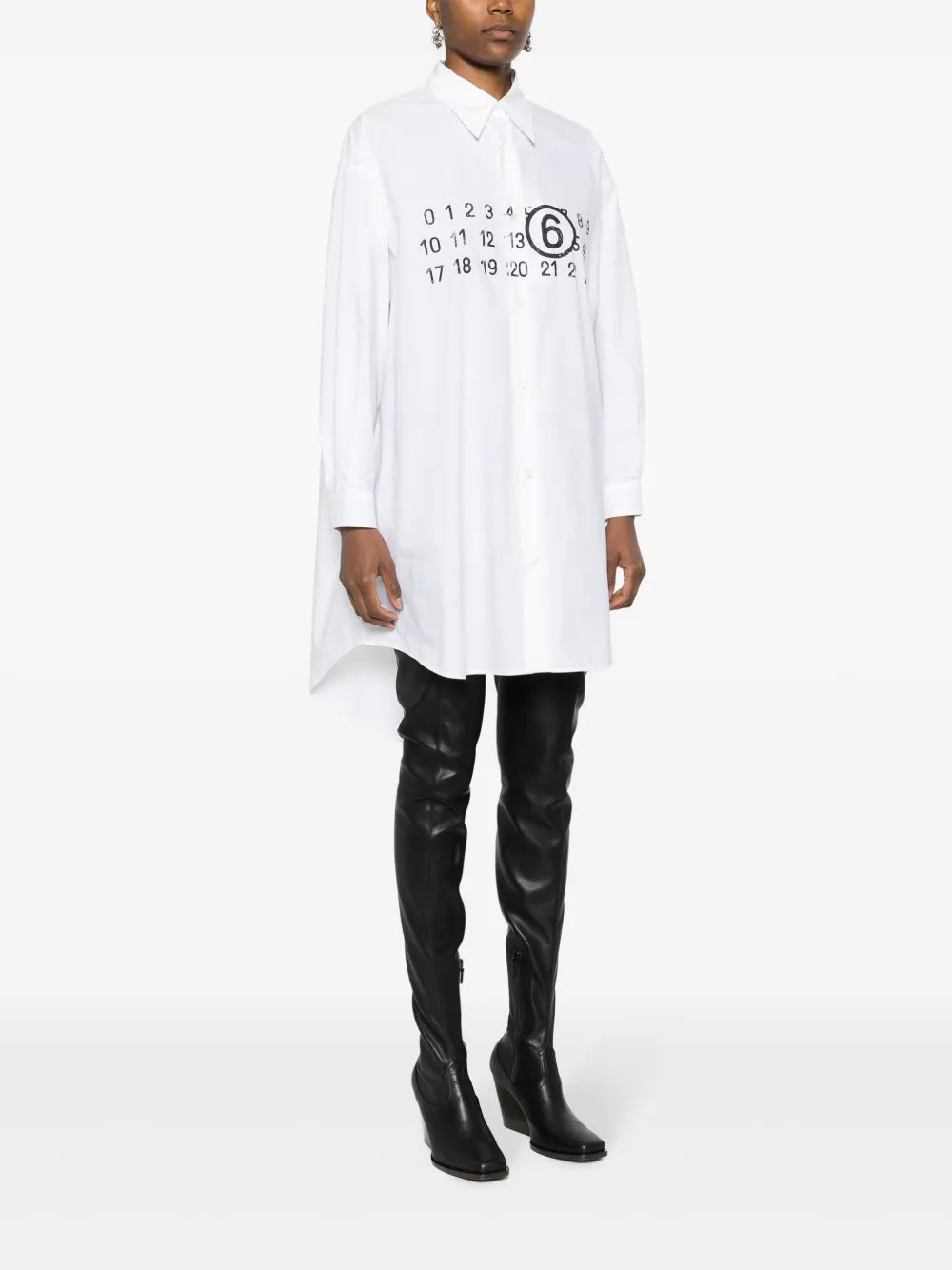 Mm6 Maison Margiela Logo Print Cotton Shirtdress