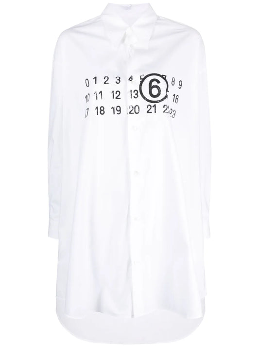 Mm6 Maison Margiela Logo Print Cotton Shirtdress
